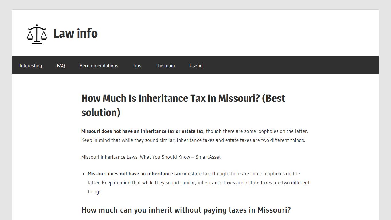 How Much Is Inheritance Tax In Missouri? (Best solution)